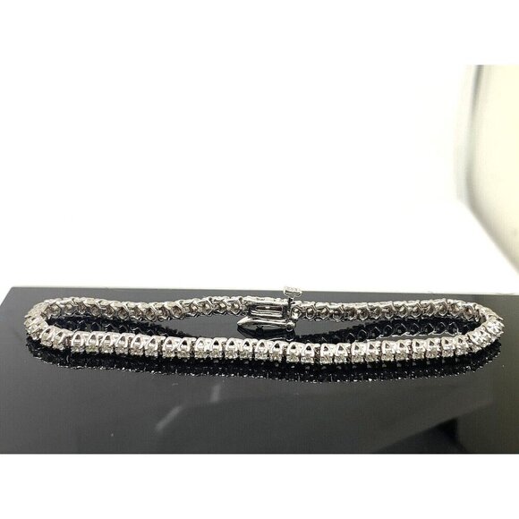 Diamond Tennis Bracelet 1.50ctw Round Cut 14k White Gold 7'' inches Long - Picture 10 of 12